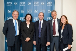NEFE President and CEO Ted Beck with Annamaria Lusardi, David J. Cowen, Alan Krueger, and Lisa Krueger at the PISA data release in July.