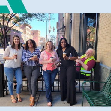 Some NEFE staff outside local coffee shop