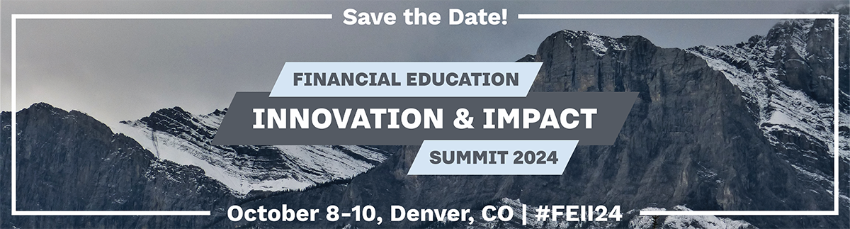 Save the date information for FEII Summit 2024 with mountains as a backdrop