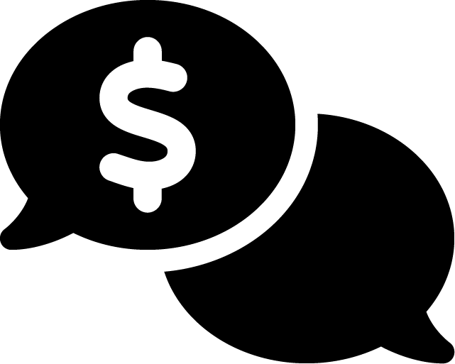 A graphic representing a comment cloud and money